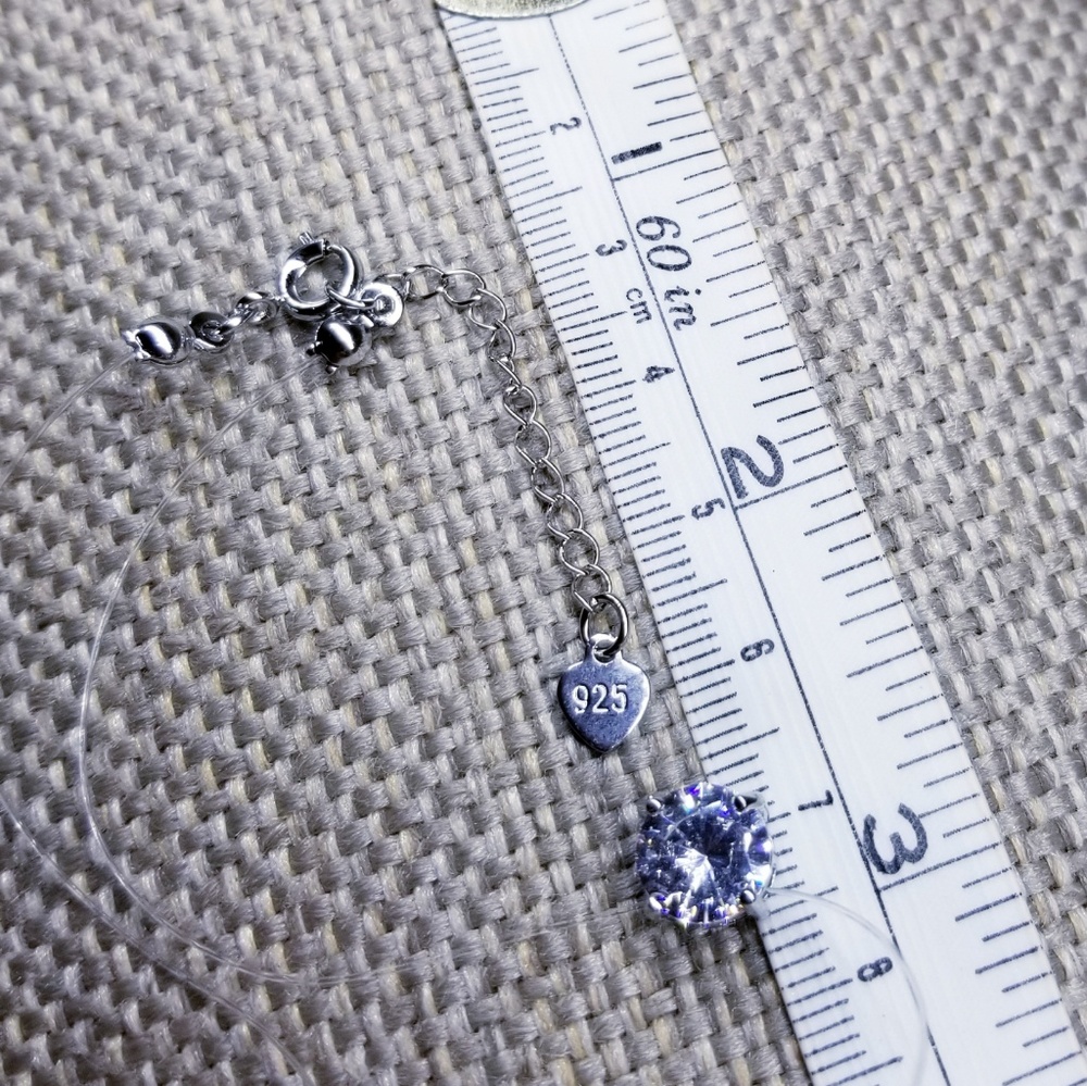 925 Sterling Silver CZ Invisible Pendant Necklace - Picture 2 of 6